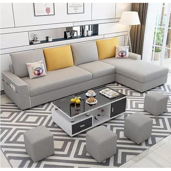 Ripple FURNITURE Simple combination removable and washable three-person small apartment sofa modern sectional sofa
