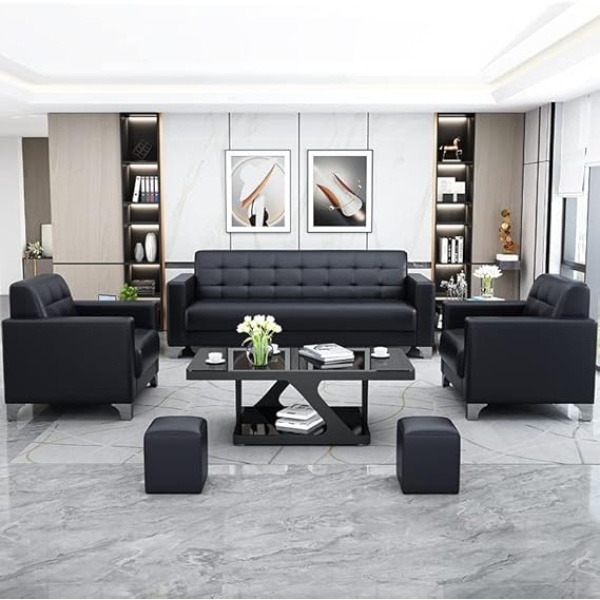 Ripple FURNITURE Modern Office Sofa Using for Business Reception Simple Leather Sofa Furniture Living room furniture set