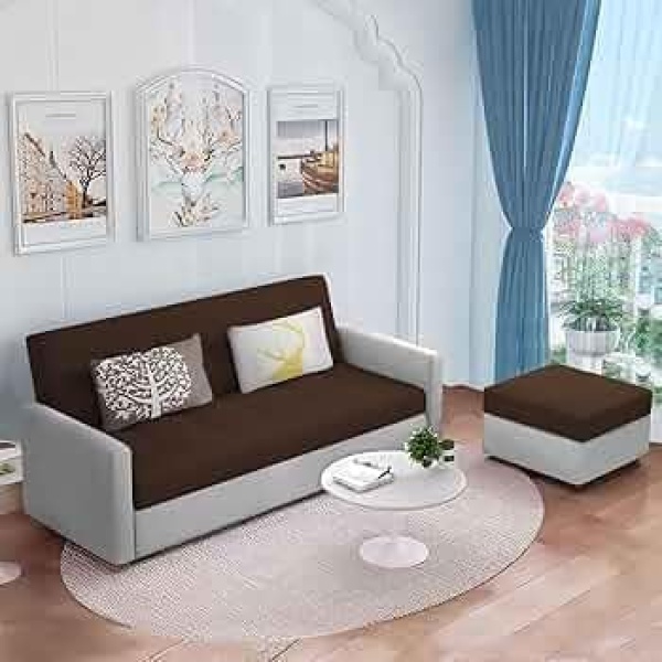 Ripple FURNITURE Luxury 3 Seater Sofa For Living Room In Premium Velvet Fabric (Brown Grey)