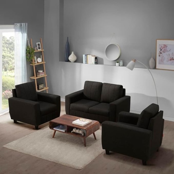 Ripple FURNITURE Modern Fabric Sofa (2+1+1, Woody Brown)