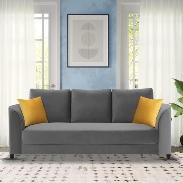 Ripple FURNITURE Modern Elegance 3-Seater Sofa Set (Grey)