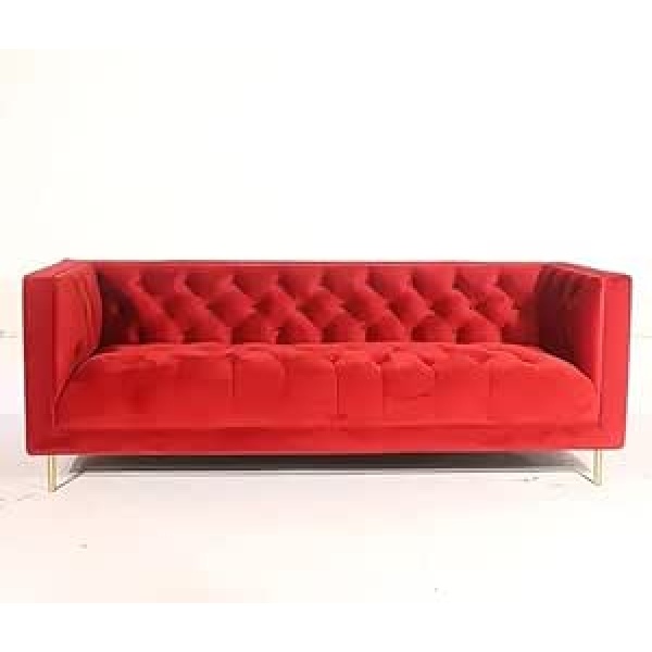 Ripple FURNITURE Italian modern living room furniture fabric couch wedding sofa 3 seater sectional white velvet sofa (Red)
