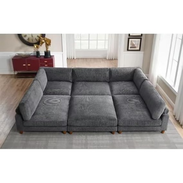 Ripple FURNITURE Modular Sectional Sofa Set With Ottoman
