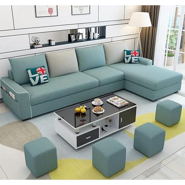 Ripple FURNITURE Simple combination removable and washable three-person small apartment sofa modern sectional sofa
