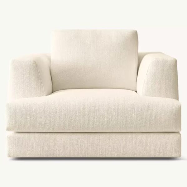 Ripple FURNITURE Modern Convertible Sofa Chair, Cream Fabric Upholstered, Foldable Foam Padded Armchair with Deep Seat, Living Room Lounge Chair