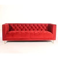 Opulent Italian Elegance: Luxurious White Velvet 3-Seater Sectional Sofa (Red)