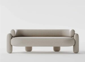 Ripple FURNITURE Bouclé Cotton Blend Sofa, Modern Design, Elegant Luxurious Seating, Light Grey