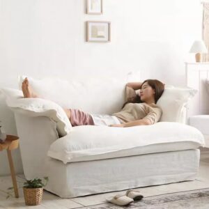 Ripple Furniture White Linen Living Room Sectional Sofa – Modern Comfortable Couch for Home, Soft Upholstery