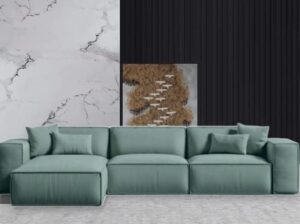 Ripple FURNITURE L-Shape Modern Style Luxury Home Couch (Right, Green)