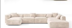 FUAE Luxury Living Room Sofa Set with Ottoman, Square Sectional Couches, Large Rectangular Chaise Lounge Chair, (Beige, Right)