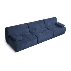 Ripple FURNITURE Modern Velvet Sectional Sofa, Camel Brown,Armless Design, High-Density Foam Cushions, Living Room, 4-Seater with 3 Throw Pillows, Curved Shape