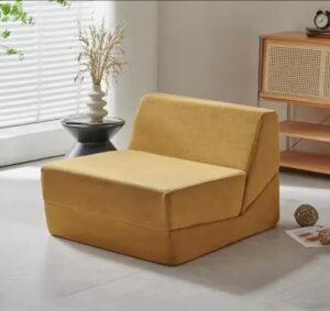Ripple Furniture Convertible Floor Chair, Foldable Foam Lounge Sofa, White (Brown)
