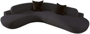 Ripple FURNITURE Modern Curved Sectional Sofa, Luxury Upholstered, Contemporary Design with Throw Pillows (Black)