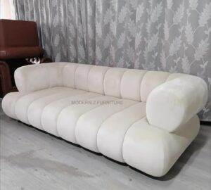 Ripple FURNITURE Modern Tufted 3-Seater Sofa, Plush Cushioned Design, Cream White (White)