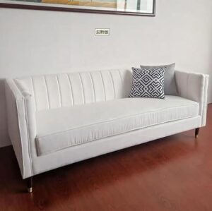 Ripple FUNRITURE New Modern style Living Room Sofa Set Furniture Upholstered Sofa 3 seater (White)
