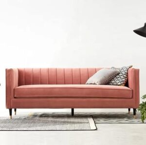 Ripple FURNITURE New Modern style Living Room Sofa Set Furniture Upholstered Sofa 3 seater (Pink)