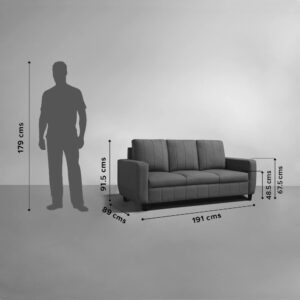 Modern Fabric Sofa (3+2 Seater, Stone Grey)
