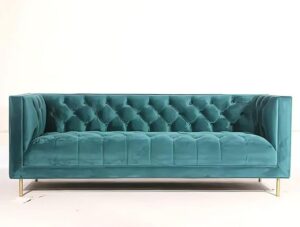 Ripple FURNITURE Italian modern living room furniture fabric couch wedding sofa 3 seater sectional white velvet sofa (Turquoise)