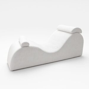 Ripple Furniture Modern Ergonomic Chaise Lounge Chair, White, Foam, Foldable, Convertible, Modular Design, Living Room Relaxation, Fabric Finish, Adult