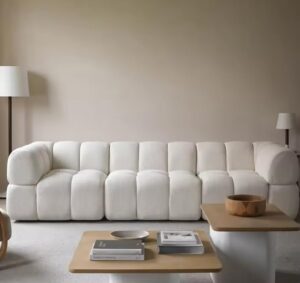 Ripple FURNITURE Modern Elegant Sectional Boucle Sofa, White