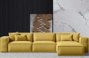 Ripple FURNITURE  L-Shape Modern Style Luxury Home Couch (Left, Yellow)