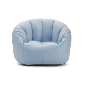 Ripple Furniture Modern Foldable Lounge Chair, Light Blue Foam Cushion, Small Modular Armless Seat for Living Room.