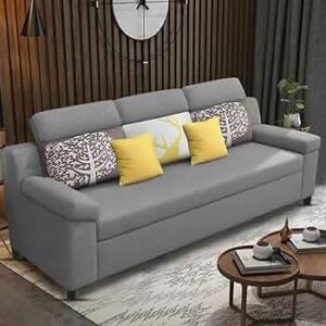 Luxury 3 Seater Sofa For Living Room In Premium Fabric (Grey)