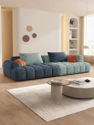 Modern Living Room Sofa Woobly Design (Dark Blue & Lime)