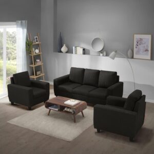 Modern Fabric Sofa (3+1+1 Seater, Woody Brown)