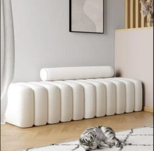 Ripple FURNITURE Modern Bench Round Back Ottoman (White)