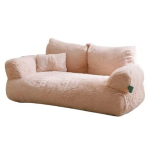 Ripple Furniture Luxury Pet Sofa Bed, Plush Beige Washable Couch, Modern Design for Dogs and Cats, Comfortable Plaid Style (X-Large)