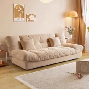 Ripple Furniture Modern Sectional Sofa, Camel Brown Velvet, Large 331x94x71cm, Armless Design with High-Density Foam, Fixed Cushions, Living Room, Adult