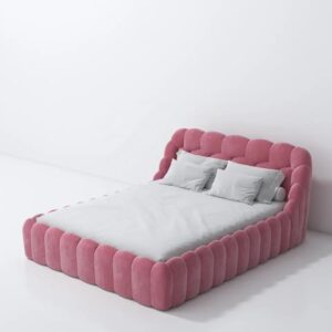 Ripple Furniture Kids Upholstered Cloud Bed Frame with Tufted Headboard & Padded Side Rails – Modern Platform Bed for Children’s Bedroom