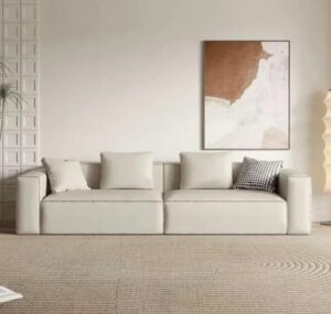 Ripple FURNITURE Modern Living Room Sofa Set with Chaise Lounge, Ottoman, Beige