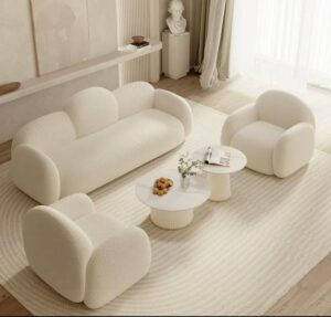 Ripple FURNITURE Boucle Bubble Back Sofa Set