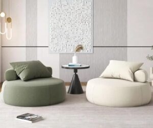 Ripple FURNITURE Modern Bean Bag Chairs, Sage Green and White, Set of 2