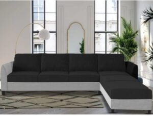 Luxury 6 Seater L Shape Sofa For LIVING Room (Black and Grey)