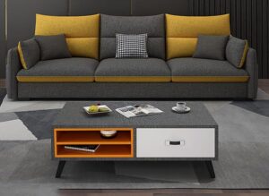 Ripple FURNITURE Modern Living Room Sofa Table with Storage Drawer, Yellow