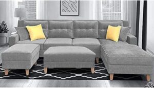 Luxury 8 Seater L Shape Sofa Set For Living Room (Grey Fabric)
