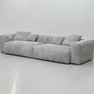 Ripple Furniture Modern Sectional Sofa, Grey Corduroy Velvet, Large 4-Seater, Armless Design, Contemporary Living Room Couch with Throw Pillows, 331.7x93.9x71.1 cm