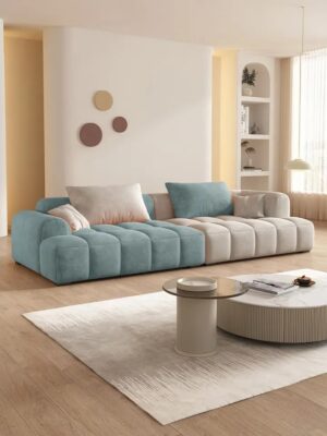 Modern Living Room Sofa Woobly Design (Sky Blue & Off-White)