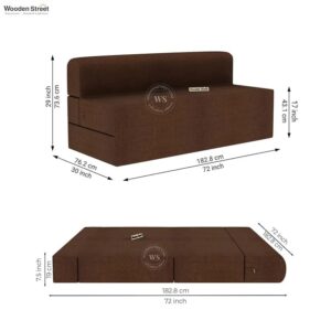 Ripple Furniture 3-Seater Sofa Cum Bed, Premium Cotton Velvet, Mocha Brown, 182.8 x 76.2 x 71.1 cm, with Designer Cushions