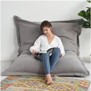 Ripple FURNITURE Sitzsack Bean BagPillow Chair For Outyard and Living Room (Grey, Filled)