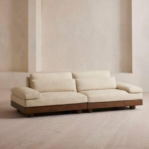 Ripple FURNITURE 2 seater minimalist ivory standard sofa with 4 pillows for living room and offices