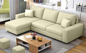 Luxury LHS L Shape Sofa For Living Room (Cream Fabric)