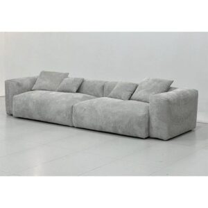 Ripple Furniture Modern Sectional Sofa, Grey Corduroy Velvet, Large 4-Seater, Armless Design, Contemporary Living Room Couch with Throw Pillows, 331.7x93.9x71.1 cm (2)