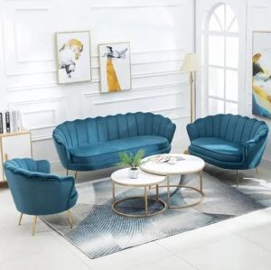 Ripple FURNITURE Modern color velvet beauty salon clothing store living room sofa set (Turqouise)