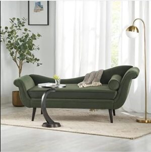 Ripple FURNITURE Velvet Chaise Lounge Sofa, Classic Upholstered Daybed with Bolster Pillow, Modern Living Room Furniture (Green)