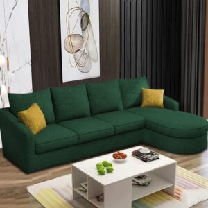 Sumptuous Serenity: The Round Lounger L-Shape 6 Seater Sofa Set for Your Living Room (RHS) (Green)