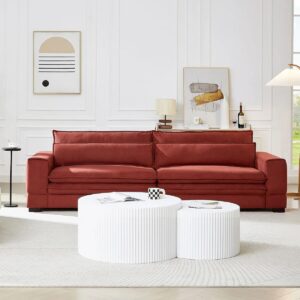Ripple FURNITURE Modern Velvet Sofa, 3-Seater Living Room Couch, Terracotta Red (Red)